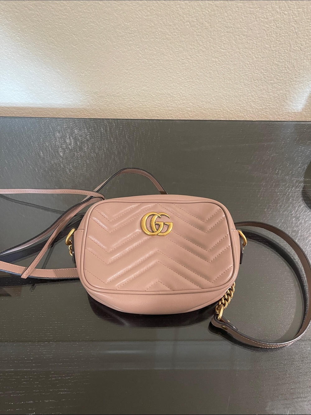 Gucci Blush Quilted Matelassé Crossbody with Gold GG